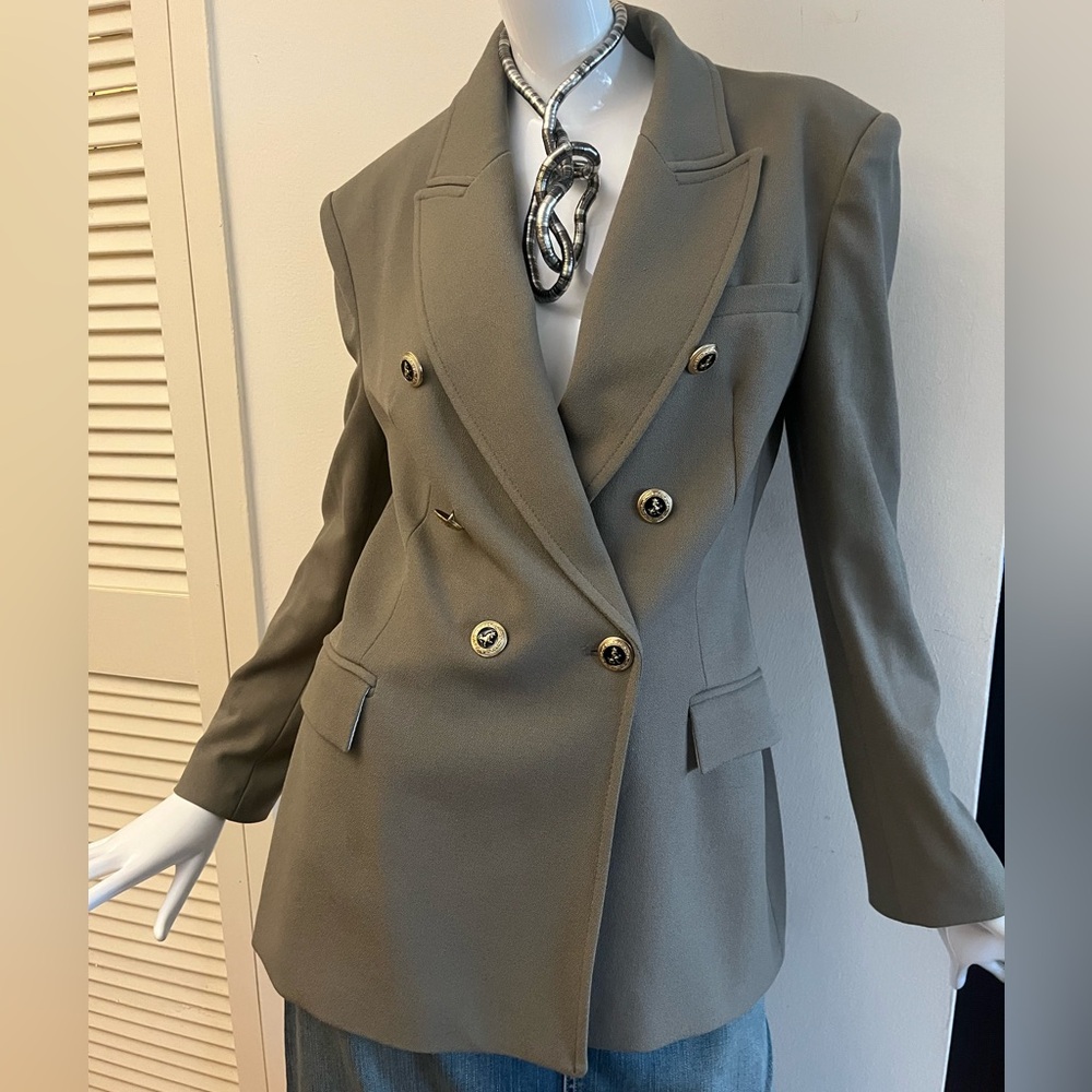 Zara Double-Breasted Women's Blazer Jacket - Olive